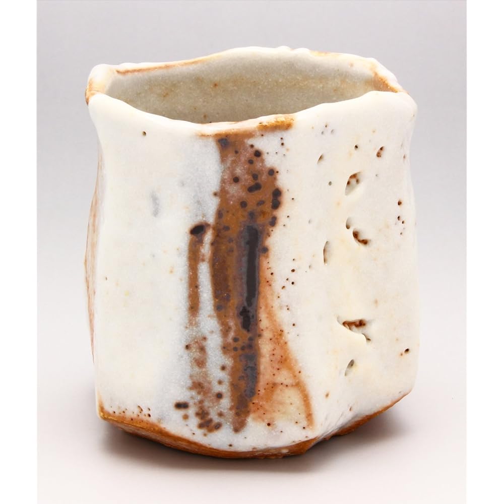 Mino Ware Higashiyama Kiln Teacup Cup Shino Sake Large Size Approximately 250ml Made in Japan (In Wooden Box) 551-0004