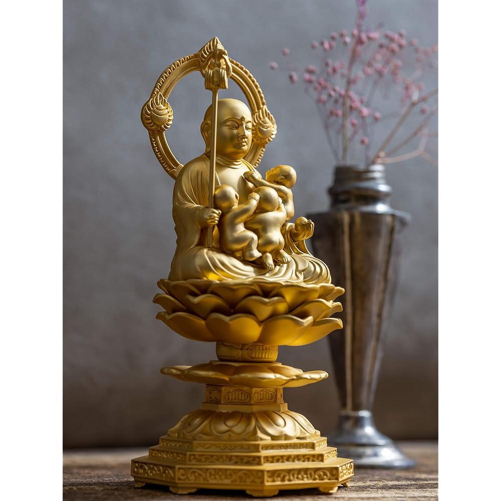 Buddha statue Koyasu Jizo Bodhisattva seated statue 14.5cm (gold plated/24K gold) Buddhist sculptor: Hideun Makita Original model _ "Prayer for safe childbirth, guardian deity of child rearing, water child support" Takaoka copperware (Koyasuji Elephant B