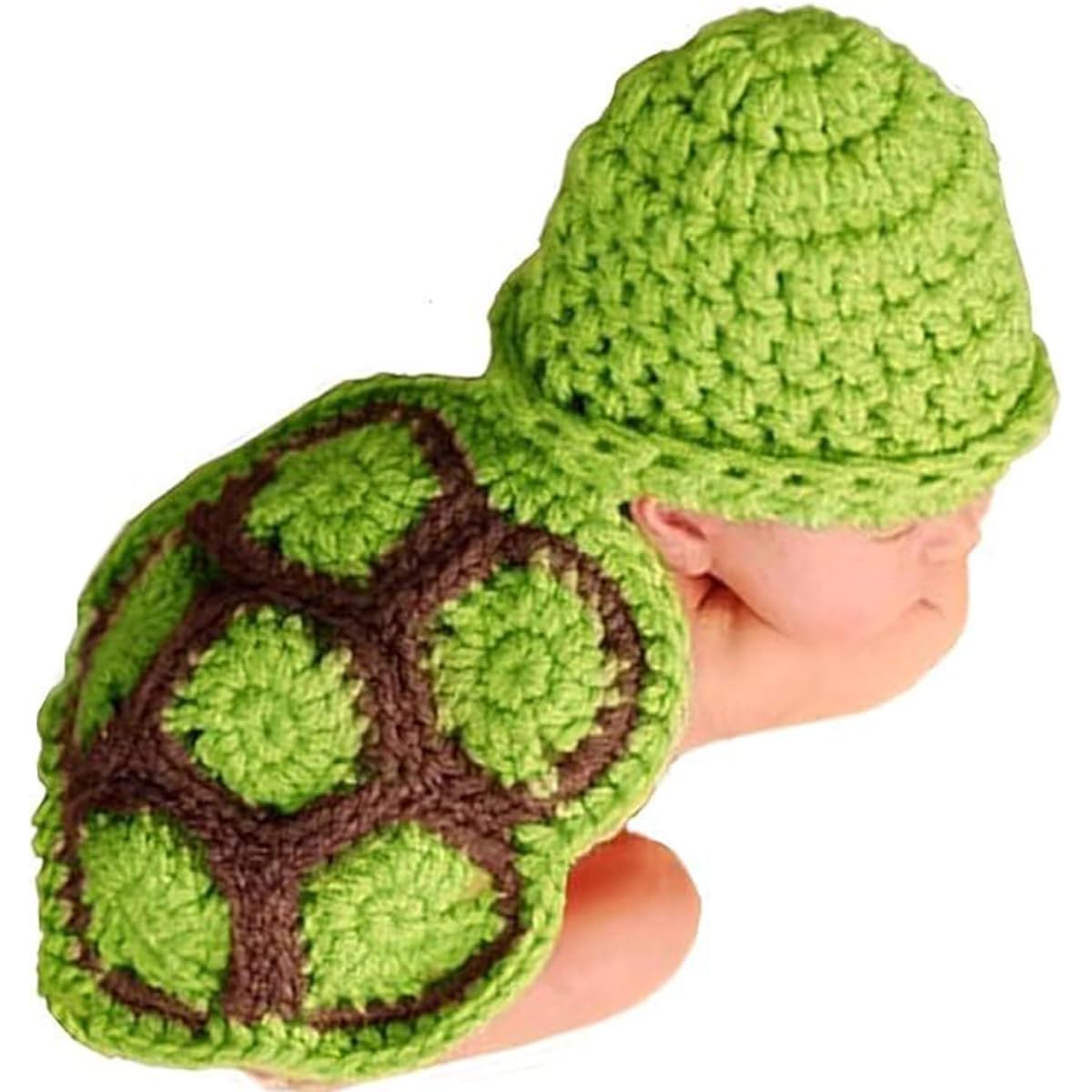 BlueTop Handmade Turtle Tortoise Crochet Cotton Knit Animal Beanie Hat Costume Set for 3-6 Months Baby Girl Boy(Green) by BlueTop