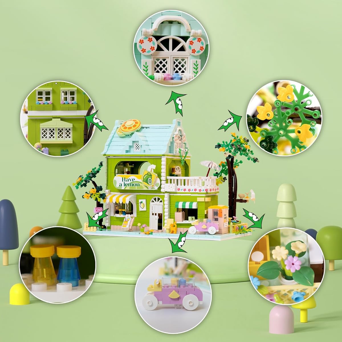 Insgen Micro Particle House Building Blocks Set for Adults 1350 Pieces Mini Street View Ideas Architecture Model Bricks Birthday Gift Friends Doll House Playset Toys for Girls