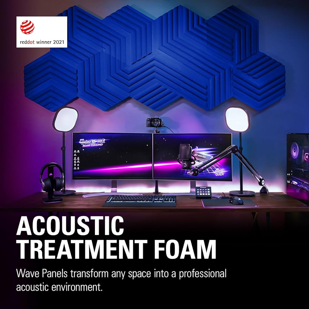 Elgato Sound Absorbing Panel Wave Panels Starter Set Blue (Wave Panels Starter Set Blue) Easy Setup/Removal [Authorized Japanese Distributor Product]