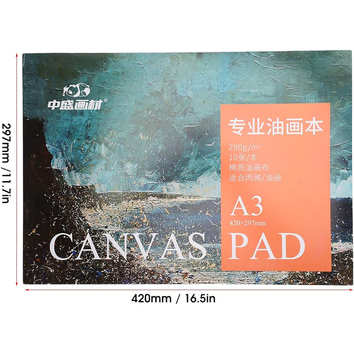 A3 Painting Paper Pad Set of 10 Canvas Acrylic Oil Watercolor Cold Press Rough Finish Paper 420x297mm