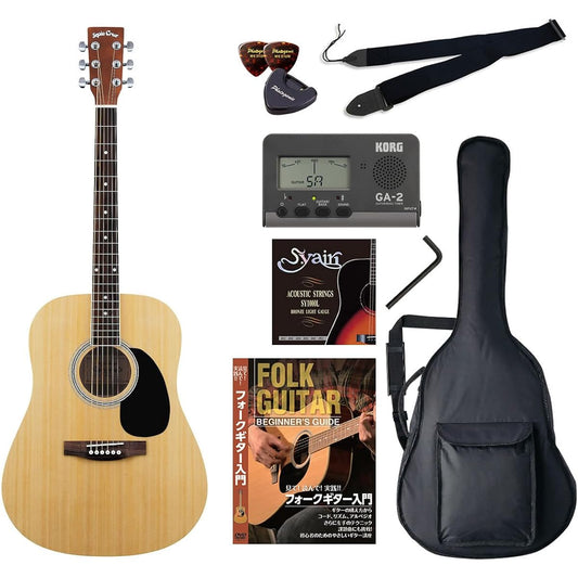 Sepia Crue Acoustic Guitar Beginner Introductory Value Set Western Type WG-10/N Natural