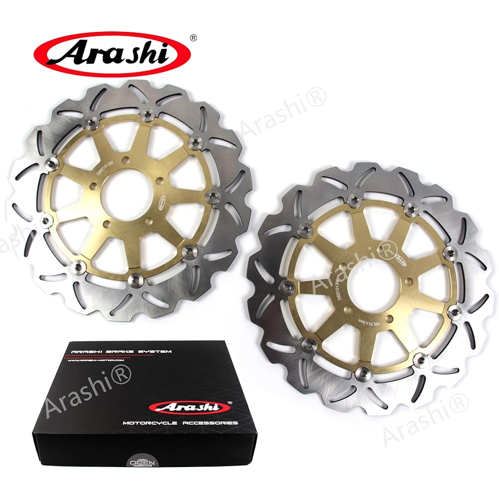 Arashi Front and Rear Brake Disc Rotor for Suzuki GSX-R600 GSXR600 GSXR 600 1997-2003 Motorcycle Replacement Accessories Gold 1998 1999 2000 2001 2002 03