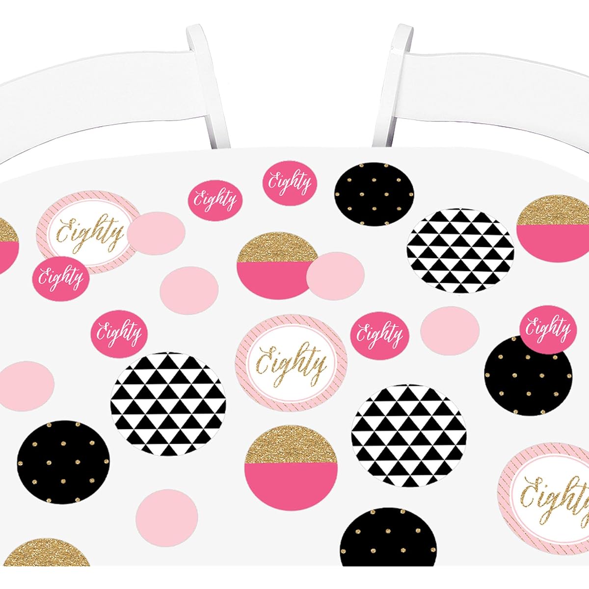 Big Dot of Happiness Chic 80th Birthday Pink Black Gold Birthday Party Giant Circle Confetti Party Decorations Large Confetti 27 Pieces