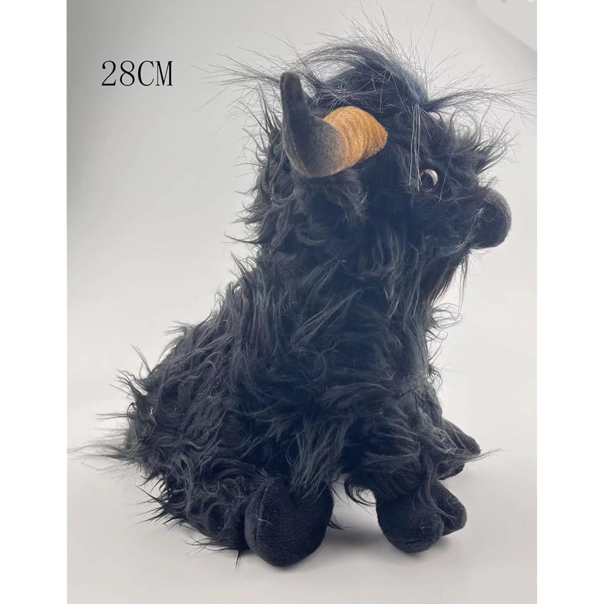 MUCHO Highland Cow Plush Toy, 12 Inch Stuffed Cow, Cow Model Stuffed Toy, Soft Stuffed Toy, Perfect for Kids/Fans/Friends, Indoor Stuffed Animal Decoration (Black)