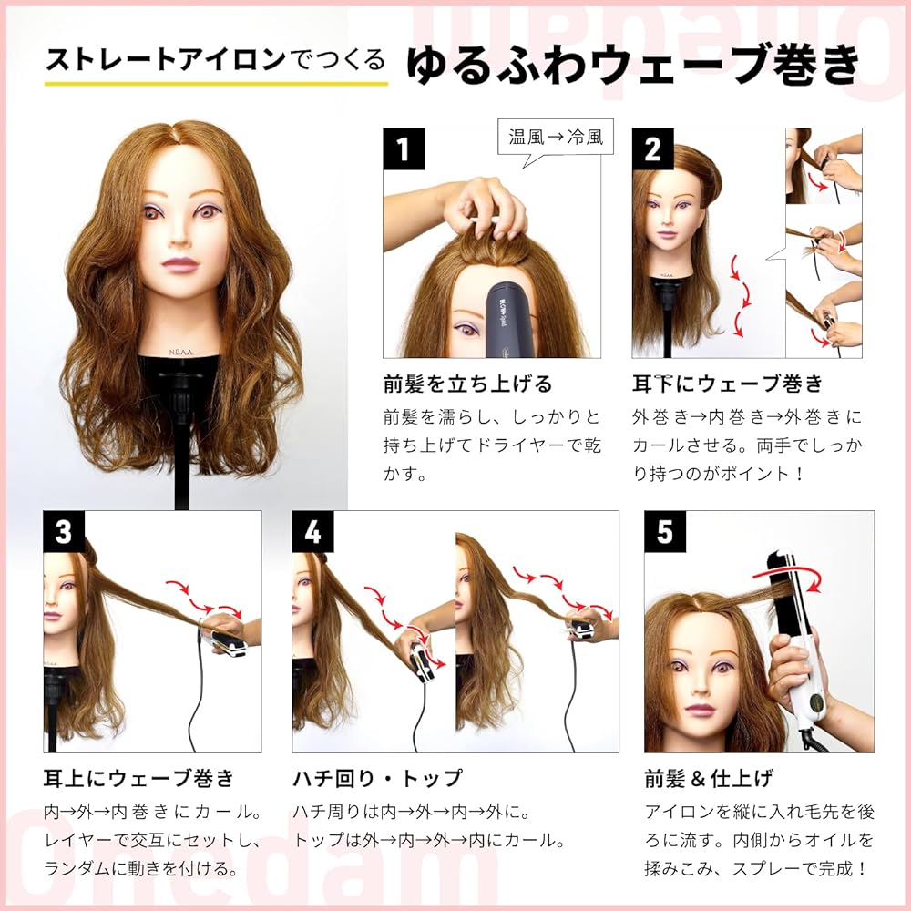 Onedom General Straight Iron 25mm Bangs Fluffy Curls Korean Mash Wolf 60℃~200℃ BiB Infrared Plate Automatic Power Off Silicone Cover Included AHI-251C (Black)
