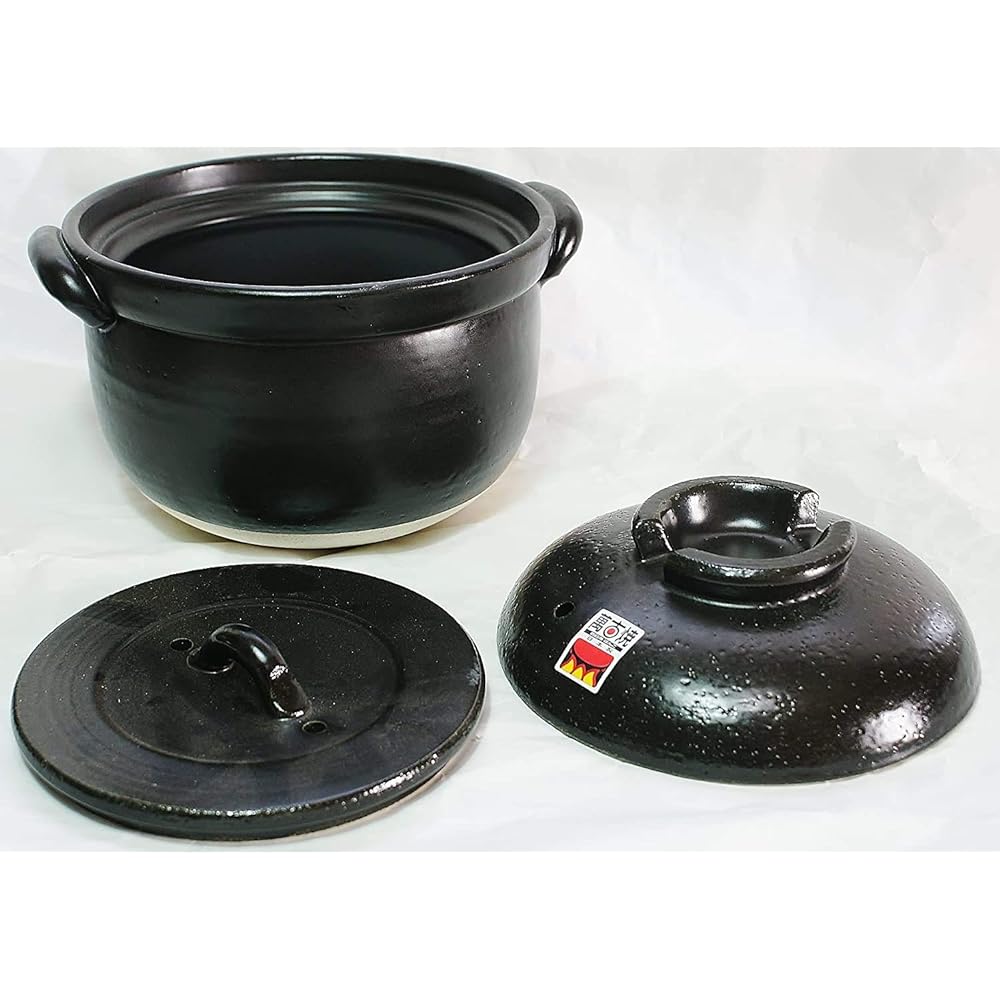 Fluffy rice pot, double lid, 3 cups, Banko ware, Banko ware clay pot, pottery, made in Japan