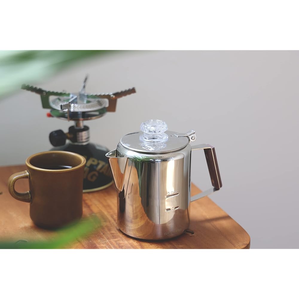 CAPTAIN STAG Coffee Pot Percolator 18-8 Stainless Steel M-1224/M-1225/UW-3531
