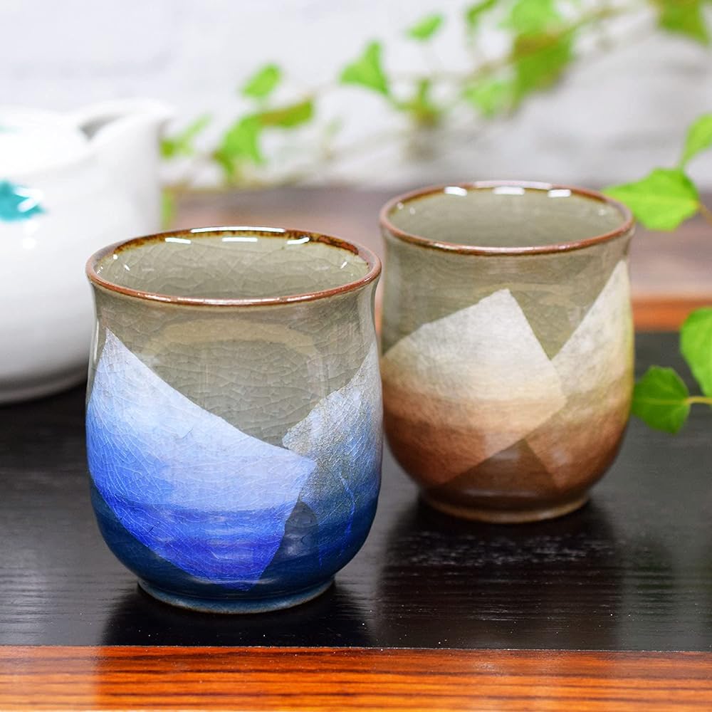 Kutani ware couple's teacup, silver pottery, pair, teacup, present, gift, 60th birthday celebration