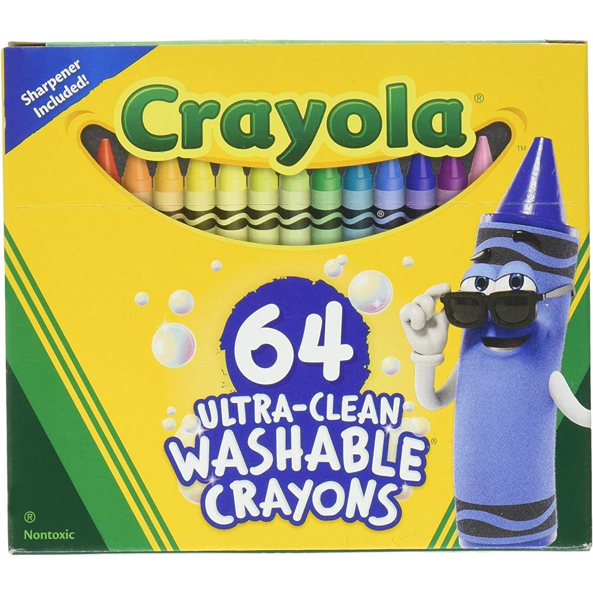 52-3287 Ultra Clean Washable Crayons, 64 Classic Colors with Built in Sharpener Assorted, Standard - 2 Pack