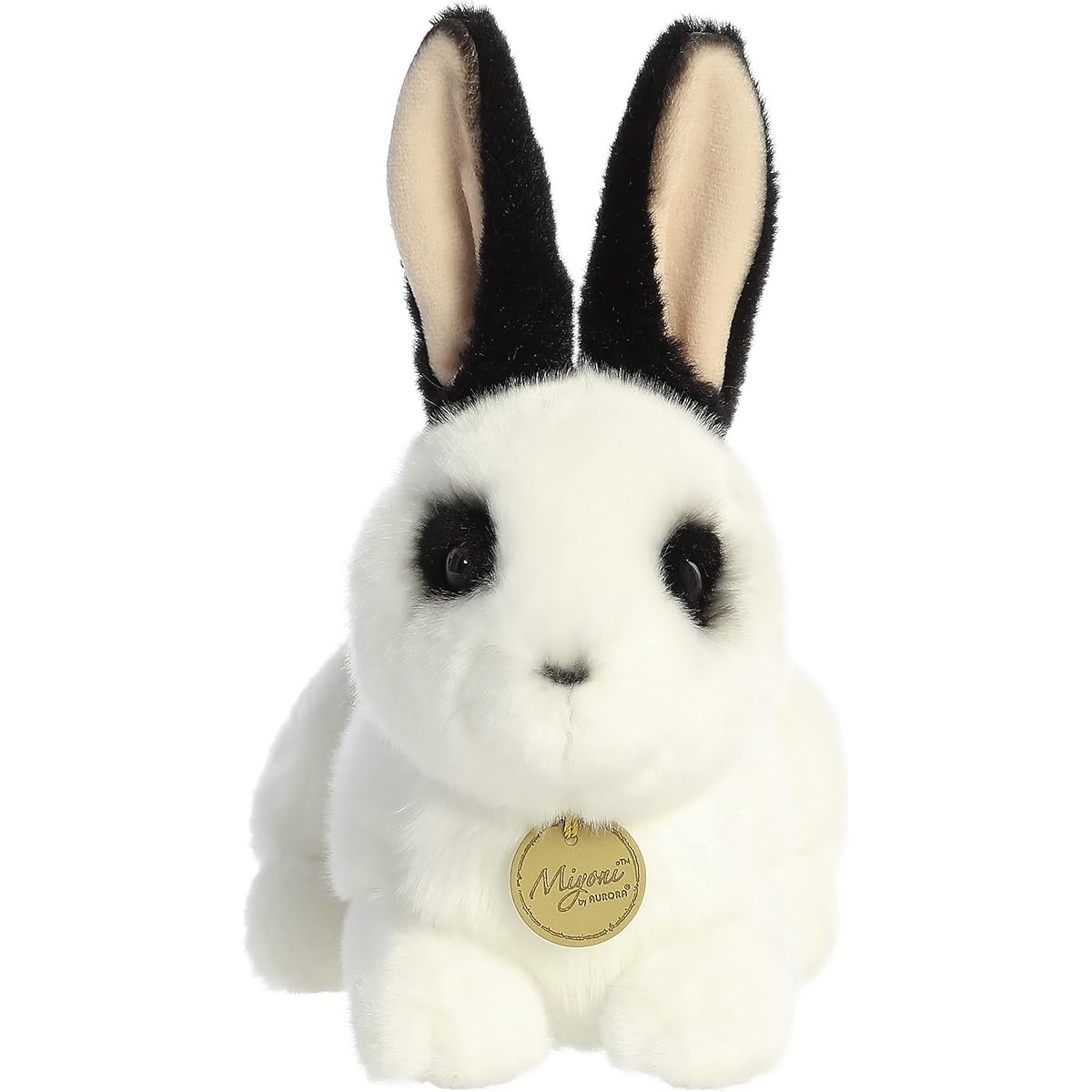 Aurora Adorable Miyoni Rex Rabbit Stuffed Animal - Lifelike Detail - Cherished Companionship - Black and White 11 Inches