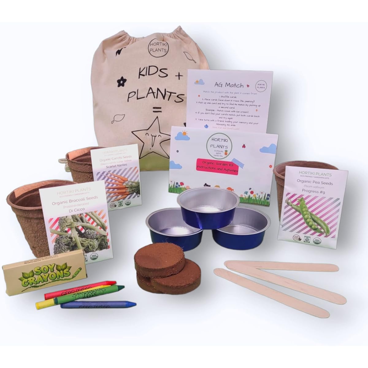 Hortiki Plants Organic Garden Kit for Kids Cool Weather - Planting Kit for Kids - Gardening Set for Kids - Science Kit for Kids