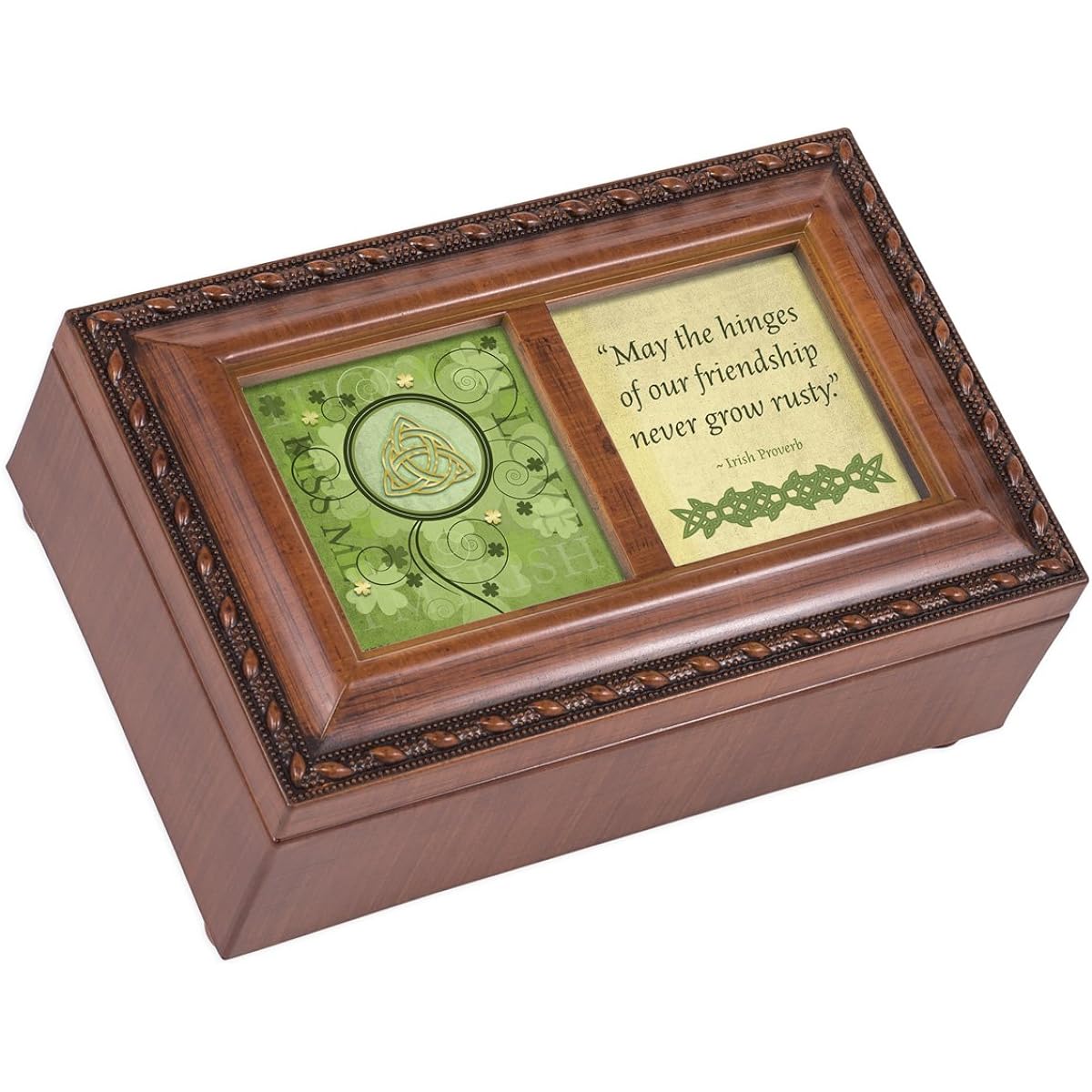 May the Hinges Irish Sayings Wood Finish Small Jewelry Music Box Plays Irish Eyes Smiling