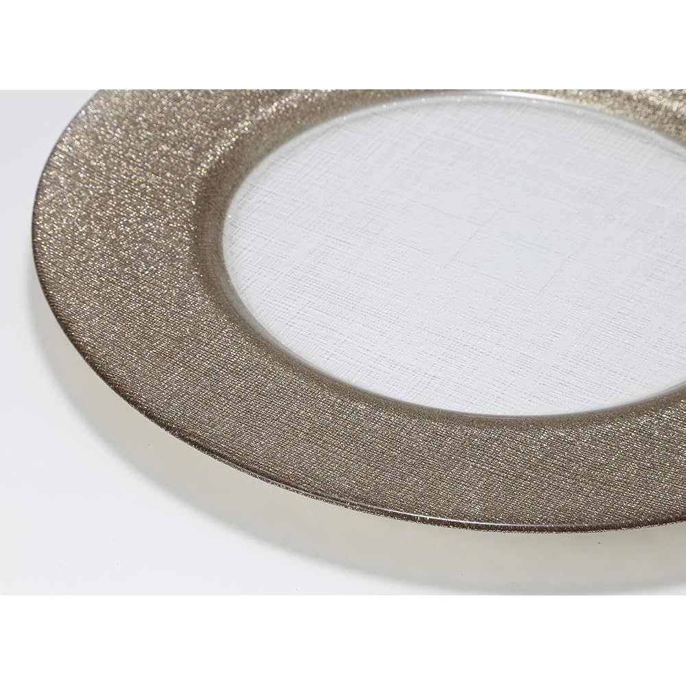 Vetro Felice Large Plate Western Tableware Charger Plate Ginger & Clear 33cm Happy Glass Glitter 323933C G006