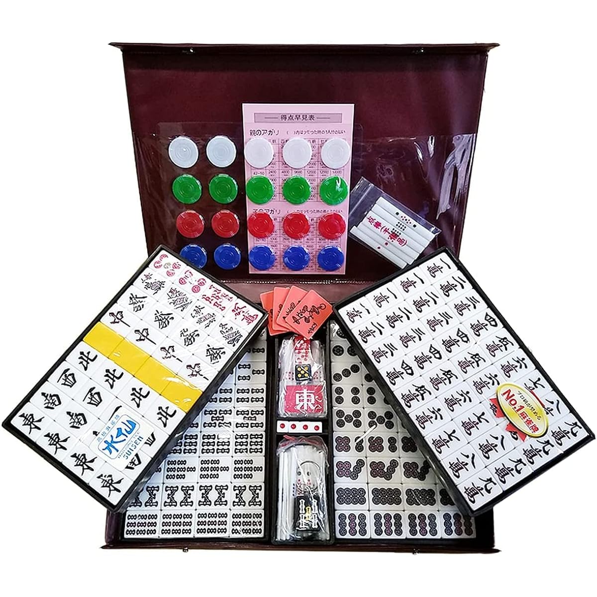 Mahjong tiles Daffodil + Junk mat ◎ Set of high-class mahjong tiles [Daffodil] and mahjong mat (JUNKMAT)