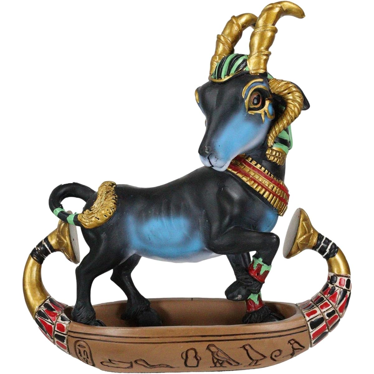 Ebros Gift Egyptian Ram-Headed God of Water and Fertility Khnum in a Solar Barque Boat 6.25" Tall Ancient Egyptian Gods Collectible Figurine History Educational Sculpture