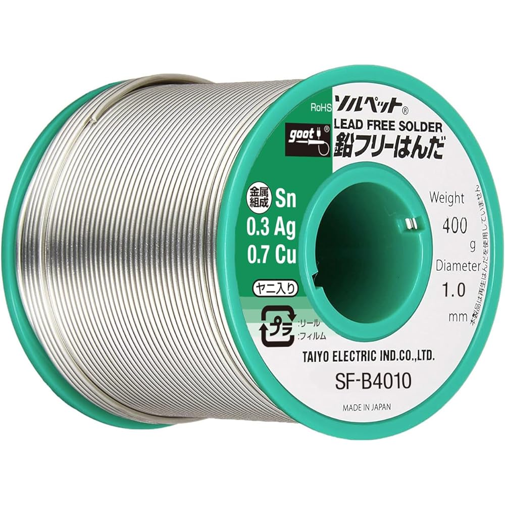 goot Low silver type lead-free solder Φ1.0mm 99% tin/0.3% silver/0.7% copper 400g reel with tar SF-B4010