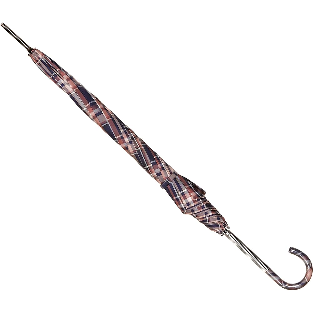 [Jill Stuart] AURORA 1JI 11035-35 Logo Bead Processed Yarn-dyed Checked Long Umbrella Women's Camel Japan Rib 60cm (FREE Size)
