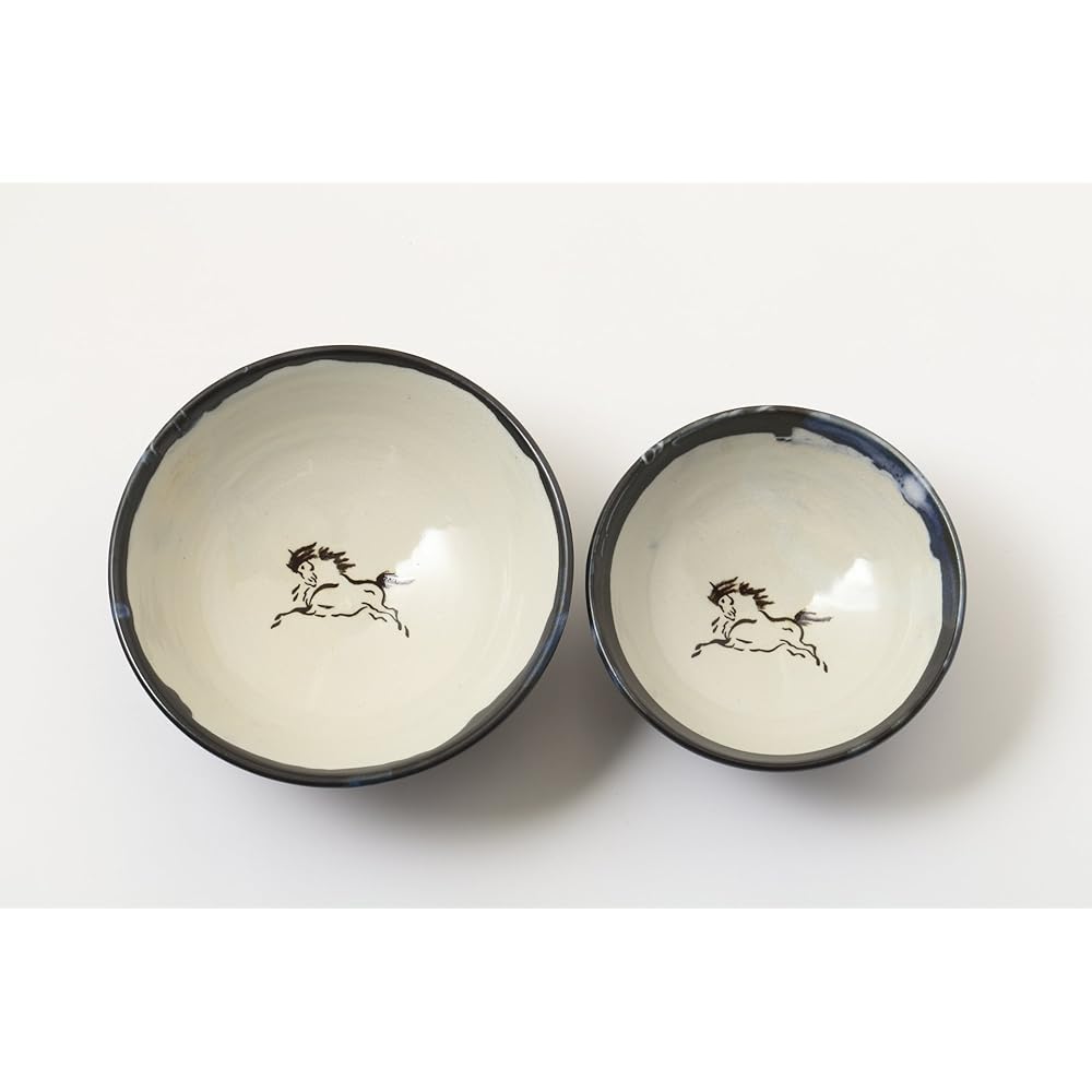 Ohori Soma Ware Matsunaga Kiln Rice Bowl Black Couple Matching Pair Set