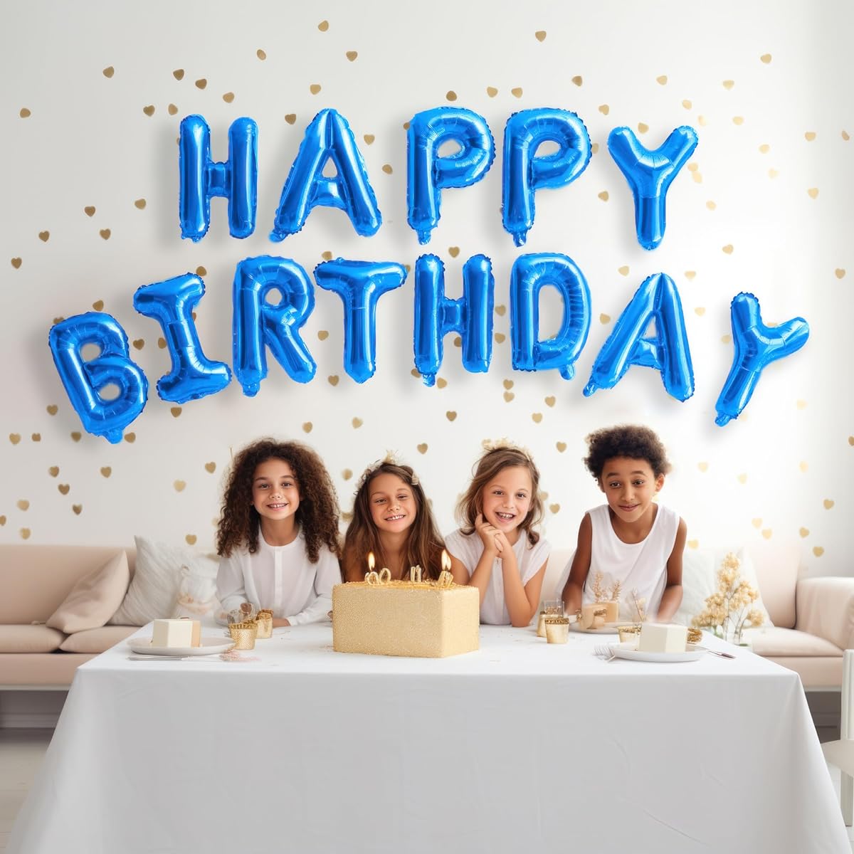 Letter Balloons - HAPPY BIRTHDAY 16" Alphabet Letter Foil Mylar Balloons Birthday Party Balloon Banner (Blue)