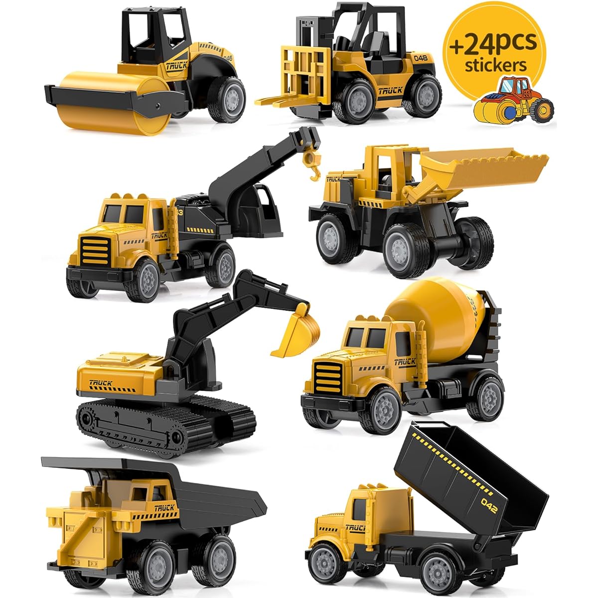 Geyiie Mini Construction Toy with Truck Stickers