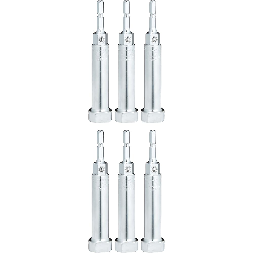 Top (TOP) Raceway socket for electric drill, long type, width across flats 17mm, both electric and manual, 13mm wrench usable *6 pieces ECS-17L Tsubame-Sanjo Made in Japan