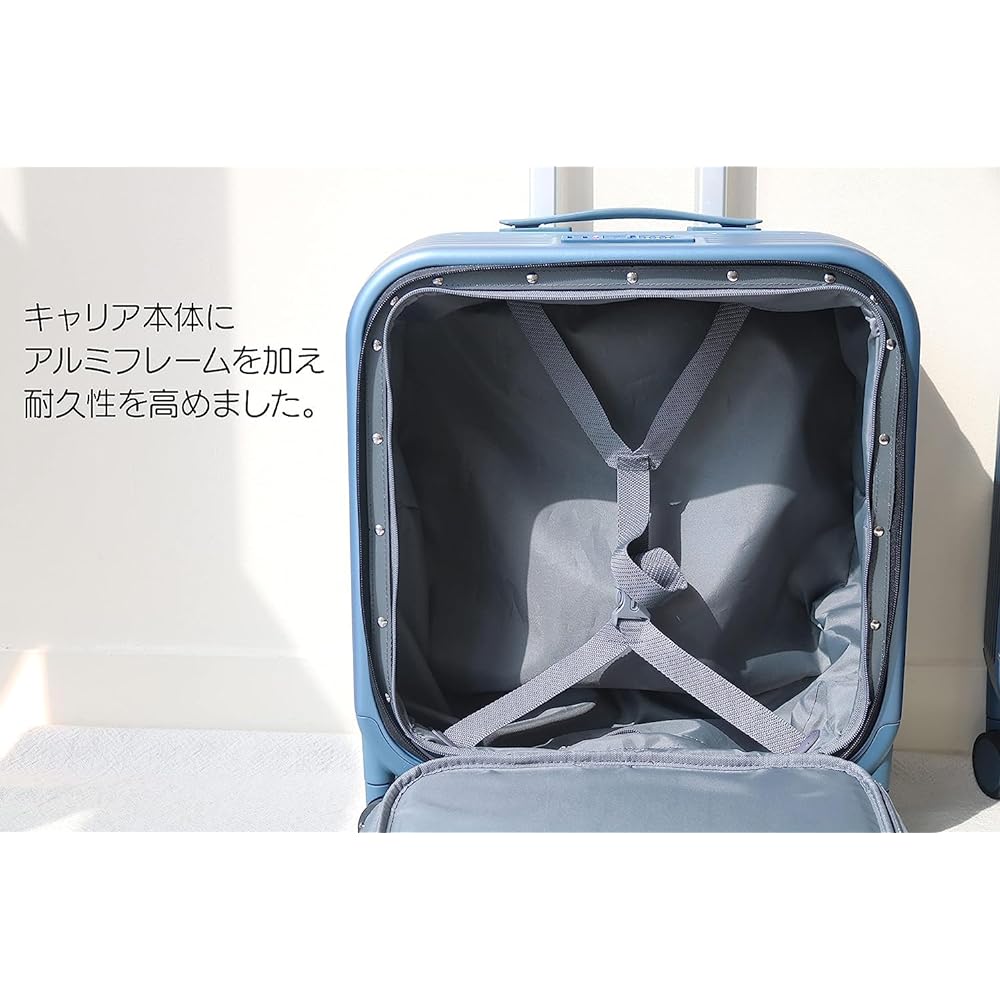 [retoo] zero suitcase 37L carry case carry bag S size aluminum frame type ultra lightweight large capacity quiet front opening front opening double casters 100% polycarbonate shockproof travel business business trip (S (18 inch) olive green)