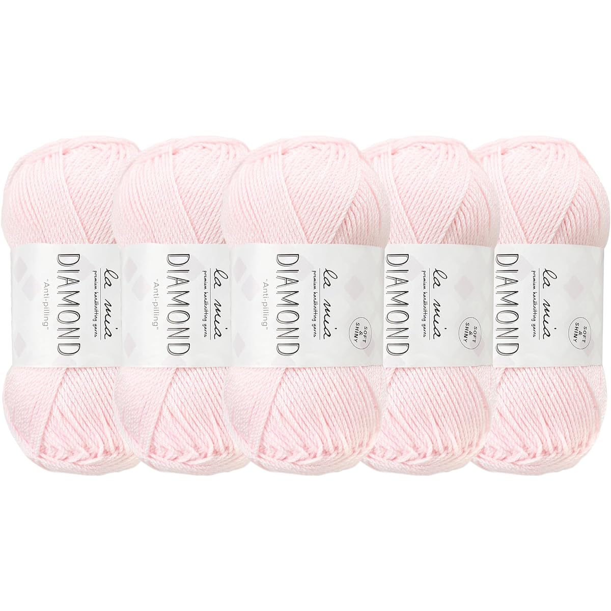 5Skein La Mia Diamond 100g/210m Total 70% Acrylic 30% Microfiber Medium Worst Super Soft Yarn Light Pink-L057