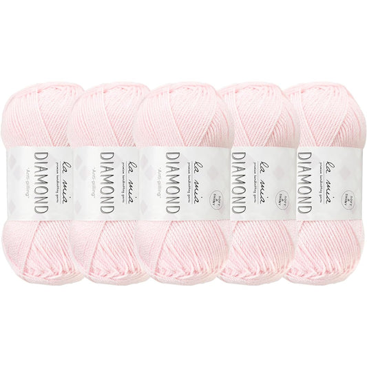 5Skein La Mia Diamond 100g/210m Total 70% Acrylic 30% Microfiber Medium Worst Super Soft Yarn Light Pink-L057