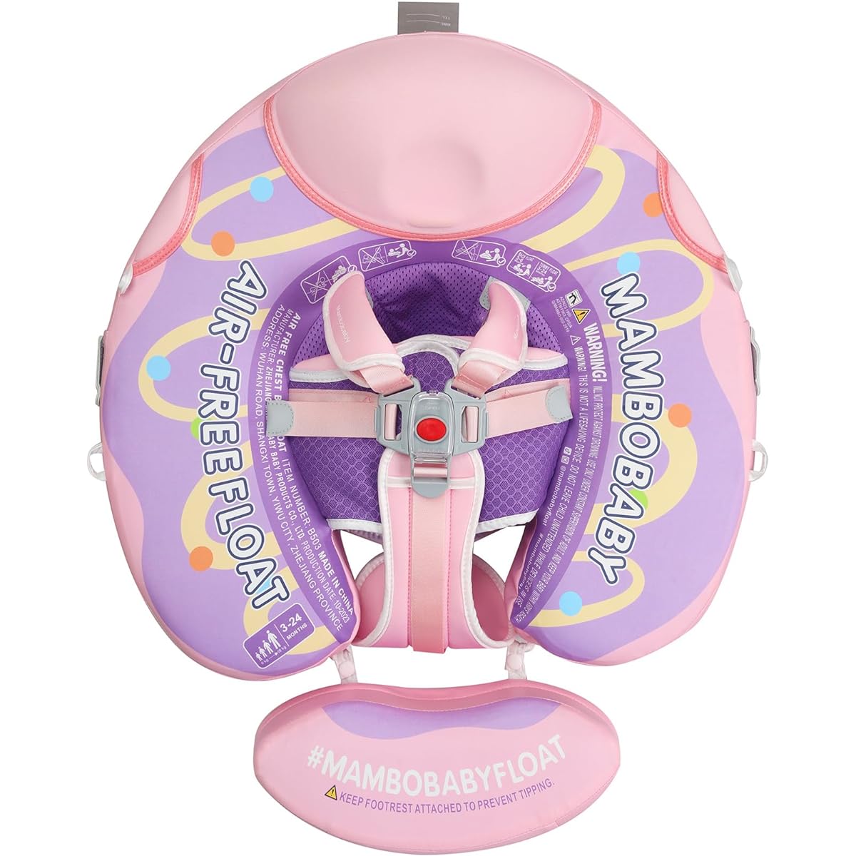 Mambobaby Float Inflatable Solid Baby Swim Float UPF50+ Sun Protection Canopy with Tail Mambo Baby Smart Swim Trainer Toddler Float for Babies