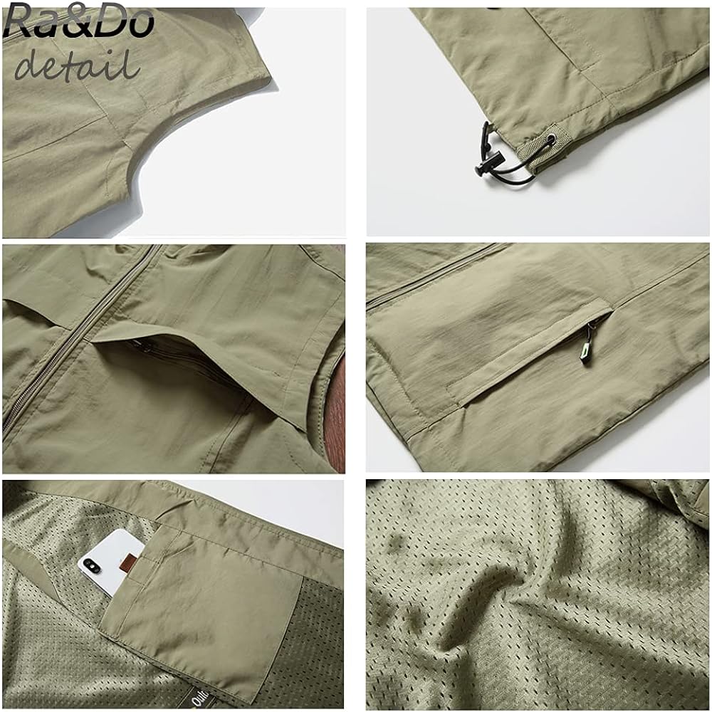 [Ra&Do] Outdoor Vest, Men's Mesh Vest, Photographer's Vest, UV Protection, Water Repellent, Breathable, Fishing Jacket, Fishing, Mountain Climbing, Photography, Travel, Work, Fishing, Multifunctional, Fishing Vest with Pocket, Spring, Summer, Autumn R250