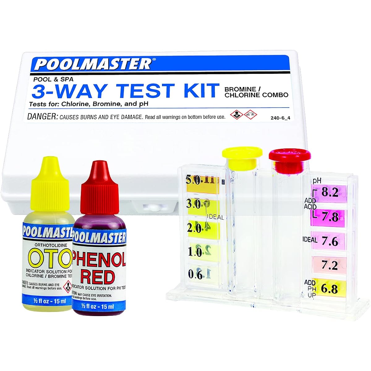 22240 3-Way Swimming Pool or Spa Water Test Kit with Case