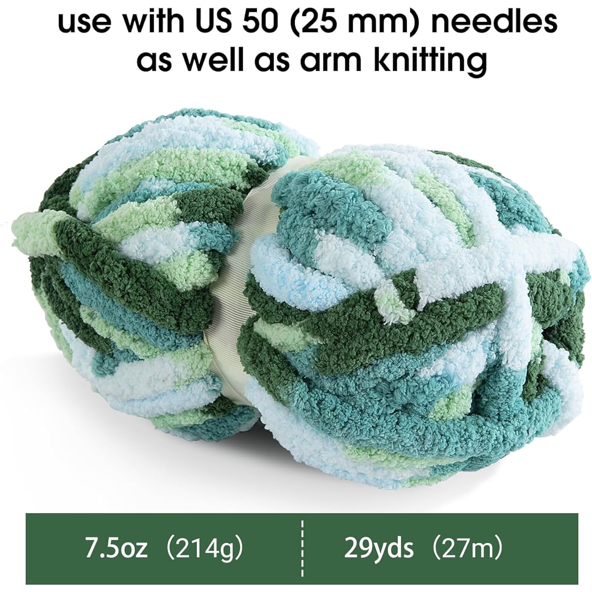 MABOZOO Tie Dye Chunky Yarn for Crocheting, 8 Pack White Fluffy Jumbo Chenille Yarn Soft Plush Yarn Bulky Huge Thick Fuzzy Yarn for Hand Knitting and Arm Knitting (11.7 Yards 8 Oz Each Skein)