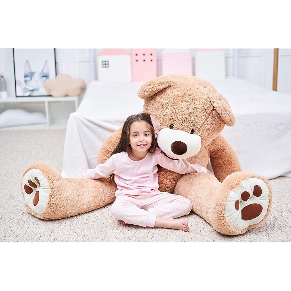 IKASA Stuffed Animal, Extra Large, Bear, Teddy Bear, Cute Bear, Animal, Large, Stuffed Bear, Bear Stuffed Animal, Bear Pillow, Celebration, Fluffy, Doll, Girl, Boy, Child, Woman, Body Pillow, Gift, Big Size (Brown, 160cm)
