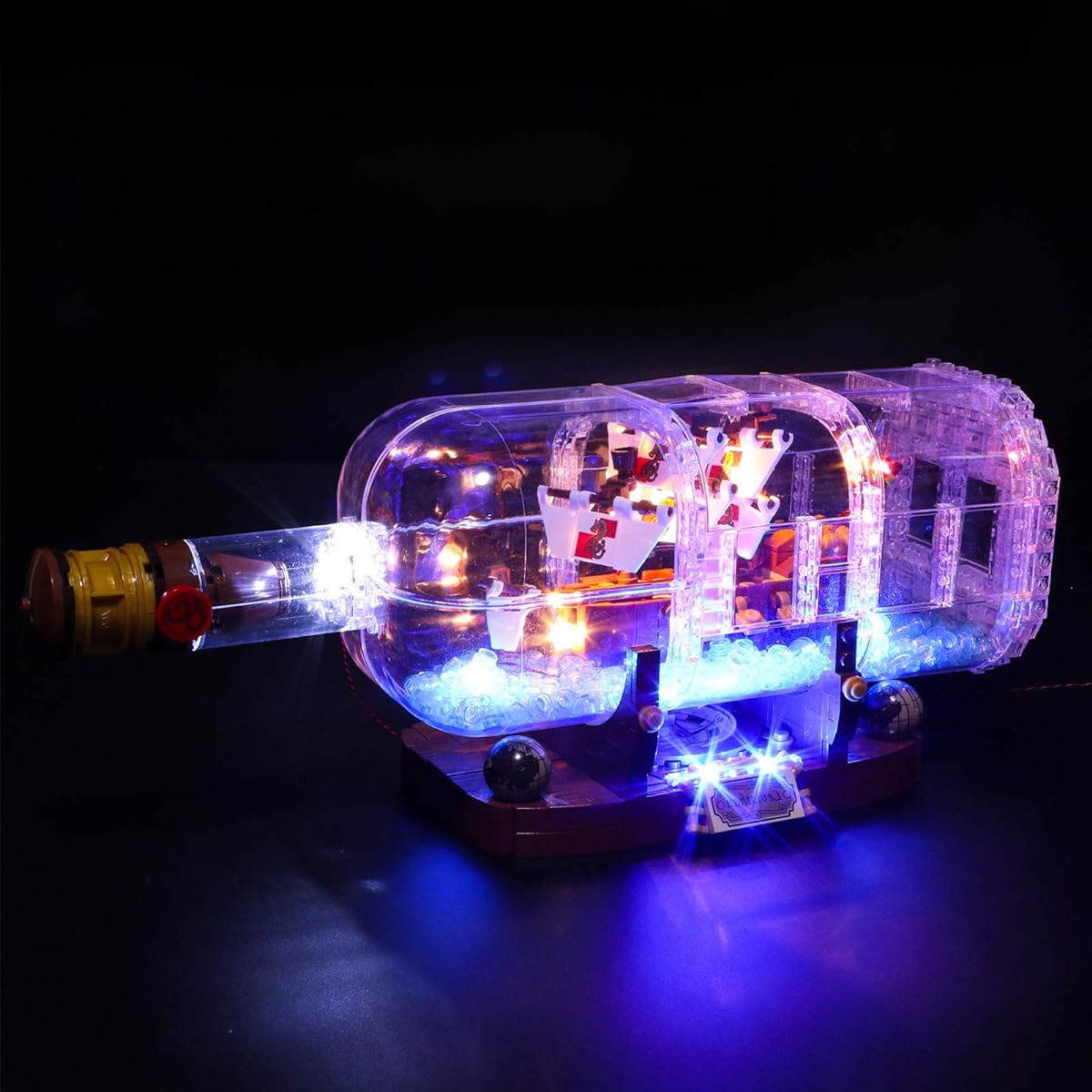 【New Version】LED Lighting Kit (Shipped in a Bottle) Building Blocks Model Light Set Compatible with Lego 92177 21313 (Lego set is not included).