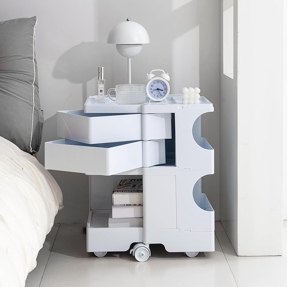 Bobby Wagon Organizer Replica Bobby Trolley Rotating Drawer Trolley 2 Tiers (White (B22))