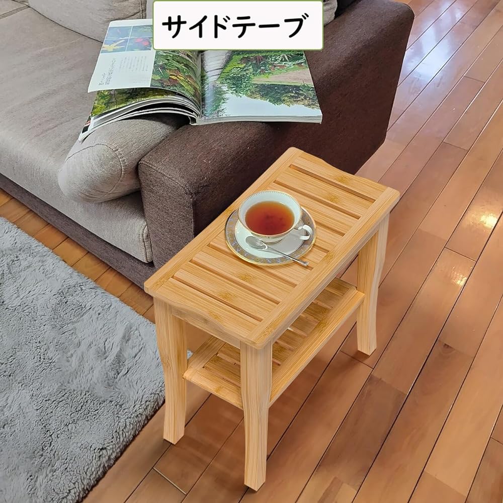 Focieulo Stool, Bamboo Bench, Dining Bench, Entrance Bench, Side Table, Dining Table Auxiliary Chair, Storage Shelf, Storage Stool, Shower, 2 Tier Seat, Plant Stand, Step Stool, Pregnant Women, Children, Elderly Care (Bamboo Color)