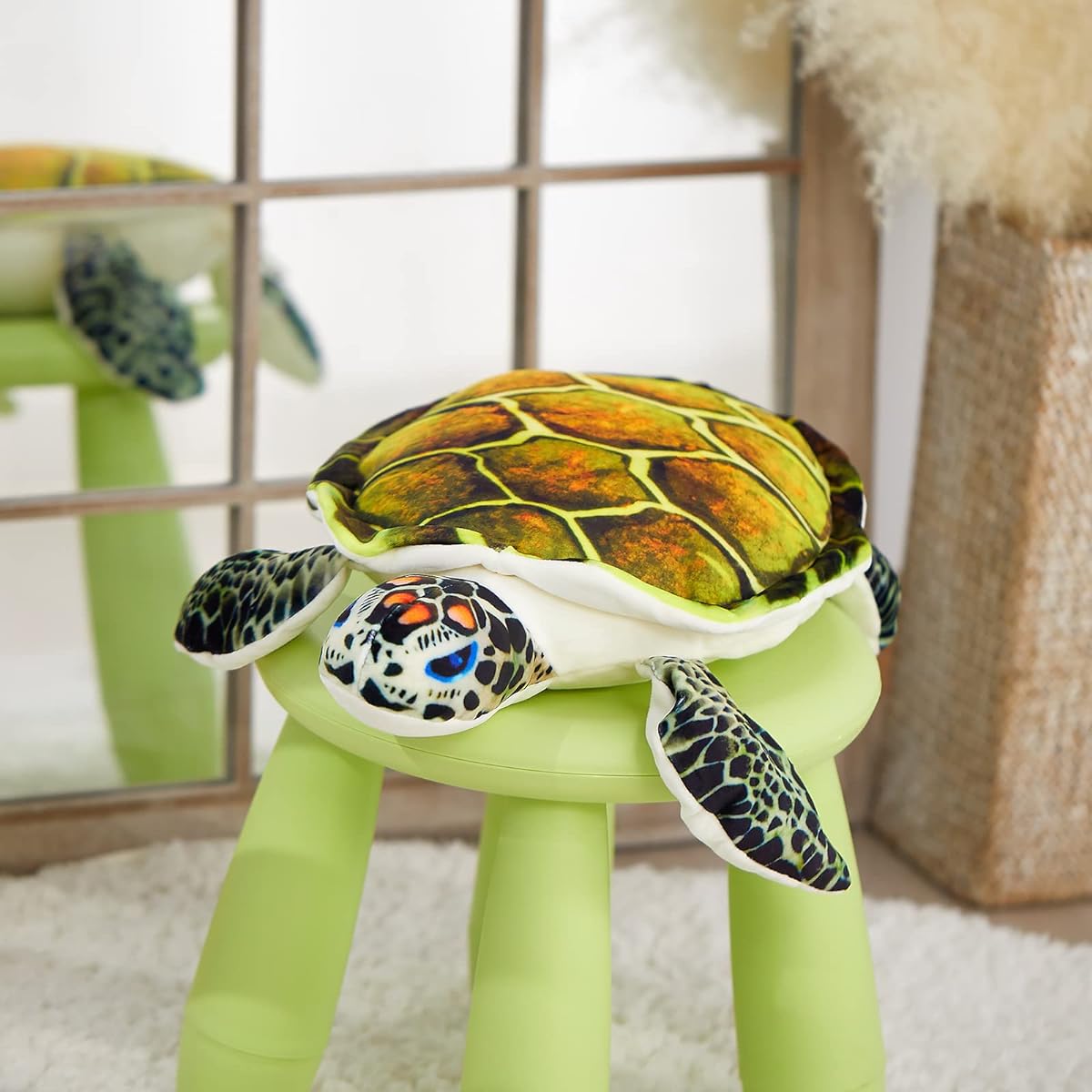 Athoinsu Realistic Sea Turtle Plush Toy Soft Tortoise Shell Sea Creature Stuffed Animal Throw Pillow Children's Day Birthday Valentine's Day Gift Decor for Toddler Kids Boys Girls 18 Inch