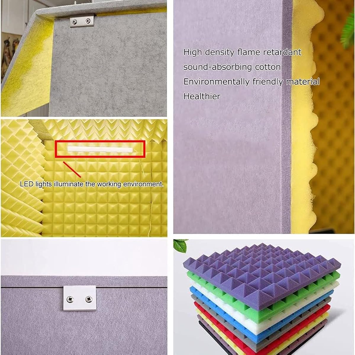 Soundproof Booth, Portable Soundproof Foam Panel, Vocal Sound Absorption Shield, Desktop Studio Vocal Audio Music Recording Microphone Soundproof Acoustic Foam Panel red