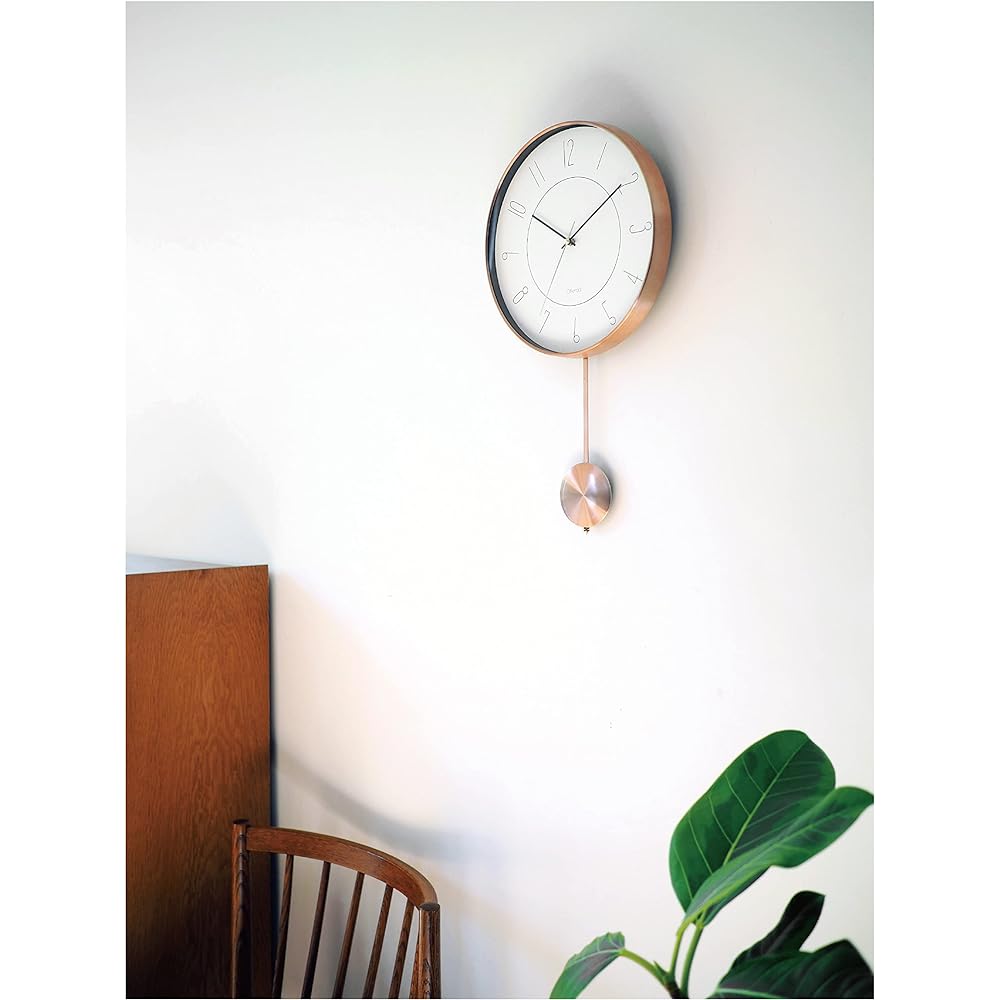 Interform Wall Clock Pendulum Clock CL-4200 Melina Copper Pink White Black W29 x H51 x D5.5cm