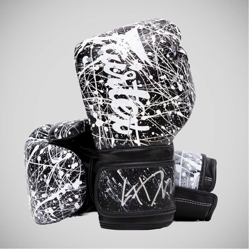 Fairtex Microfiber Boxing Gloves Muay Thai Boxing - (Black/White 16oz)