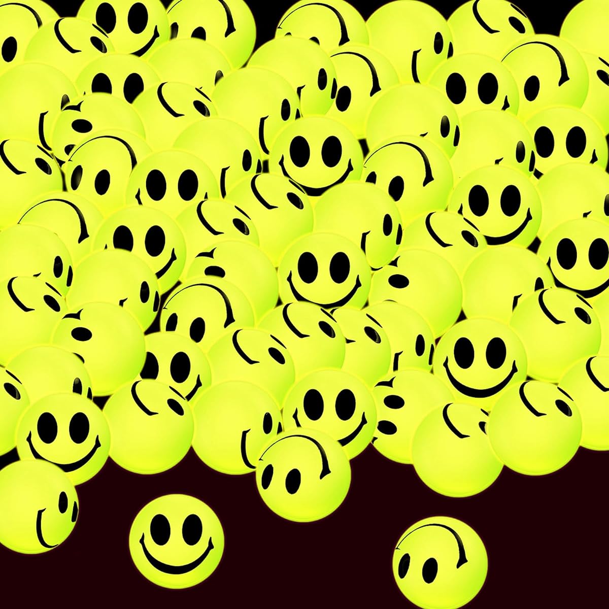 Deekin 300 Pieces 1 Inch Bounce Balls Glow in the Dark Smile Face Bouncy Balls for Boys Girls Birthday Holiday Halloween Party Supplies Goodie Bags Vending Machine Stuffers