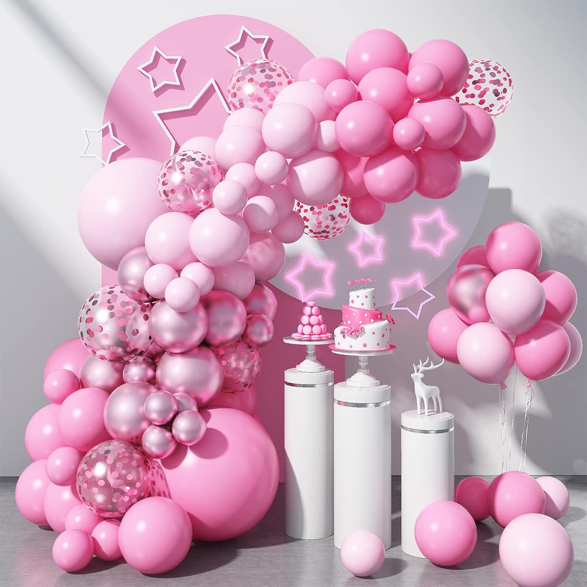 Macaron Pink Balloons Garland Kit 97pcs Macaron Pink Balloons Metallic Pink Confetti Latex Balloons Happy Birthday Balloons Baby Shower Decorations Wedding Balloons