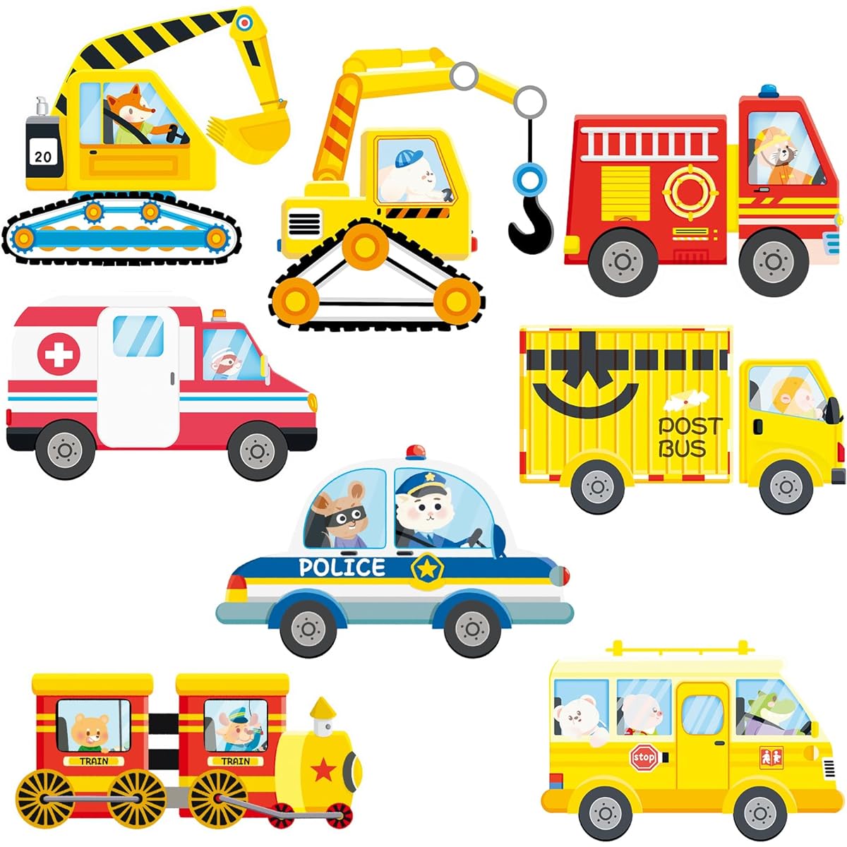 Valentine's Day Cards for Kids, 32 Car and Bus Valentine Cards, Envelopes + Stickers Gifts, 8 Cute Designs, Party Favor Cards, Valentine Cards, Bulk, Party Favor Cards and Gift Cards for Boys/Girls