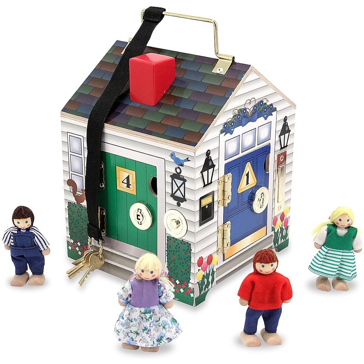 Melissa & Doug Deluxe Wooden Doorbell House & 1 Scratch Art Mini Pad Bundle (02505)