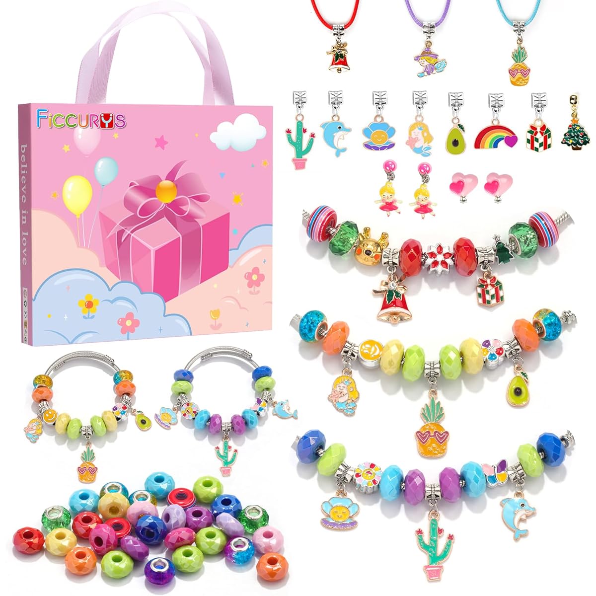 FICCURYS Girls Charm Bracelet Making Kit