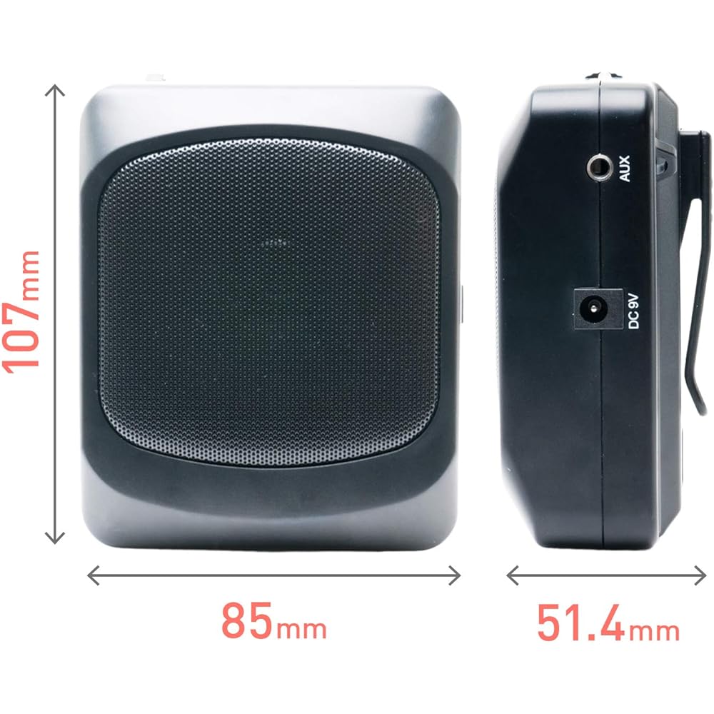 Miyoshi MCO Hands-free type Small portable loudspeaker with microphone 12W Rechargeable Can be used for about 20 hours Classes, lectures, events, sales, disaster prevention, guidance, For acrylic boards that are difficult to hear, Compatible with reliabl