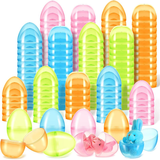 72pcs Plastic Easter Eggs Translucent Easter Eggs Bulk Mini Colorful Easter Eggs Pastel Empty Easter Eggs for Kids School Prize Toy Stuffed Candy Basket Stuffer Easter Hunt Party Favor
