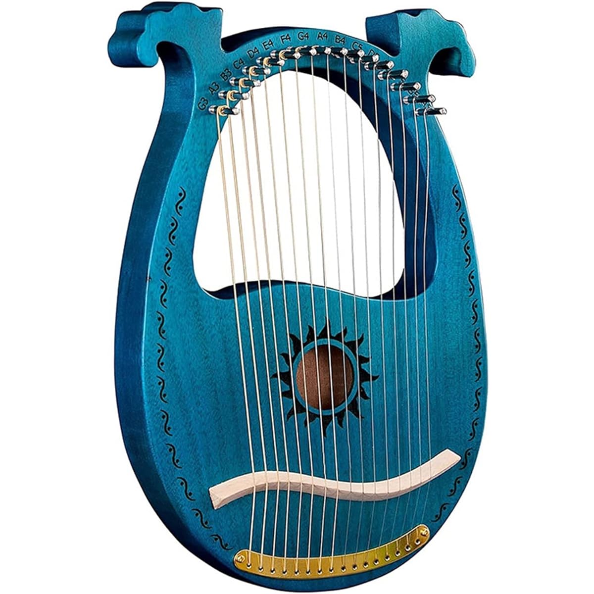 WowZza 16 String Lyre Harp Unique Pattern Carved Phonetic Symbols Harp Musical Instrument